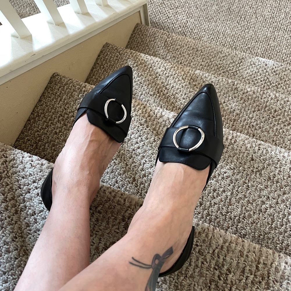 Bleecker & Bond 'Gloria' Pointed Toe Leather
Flat in Black